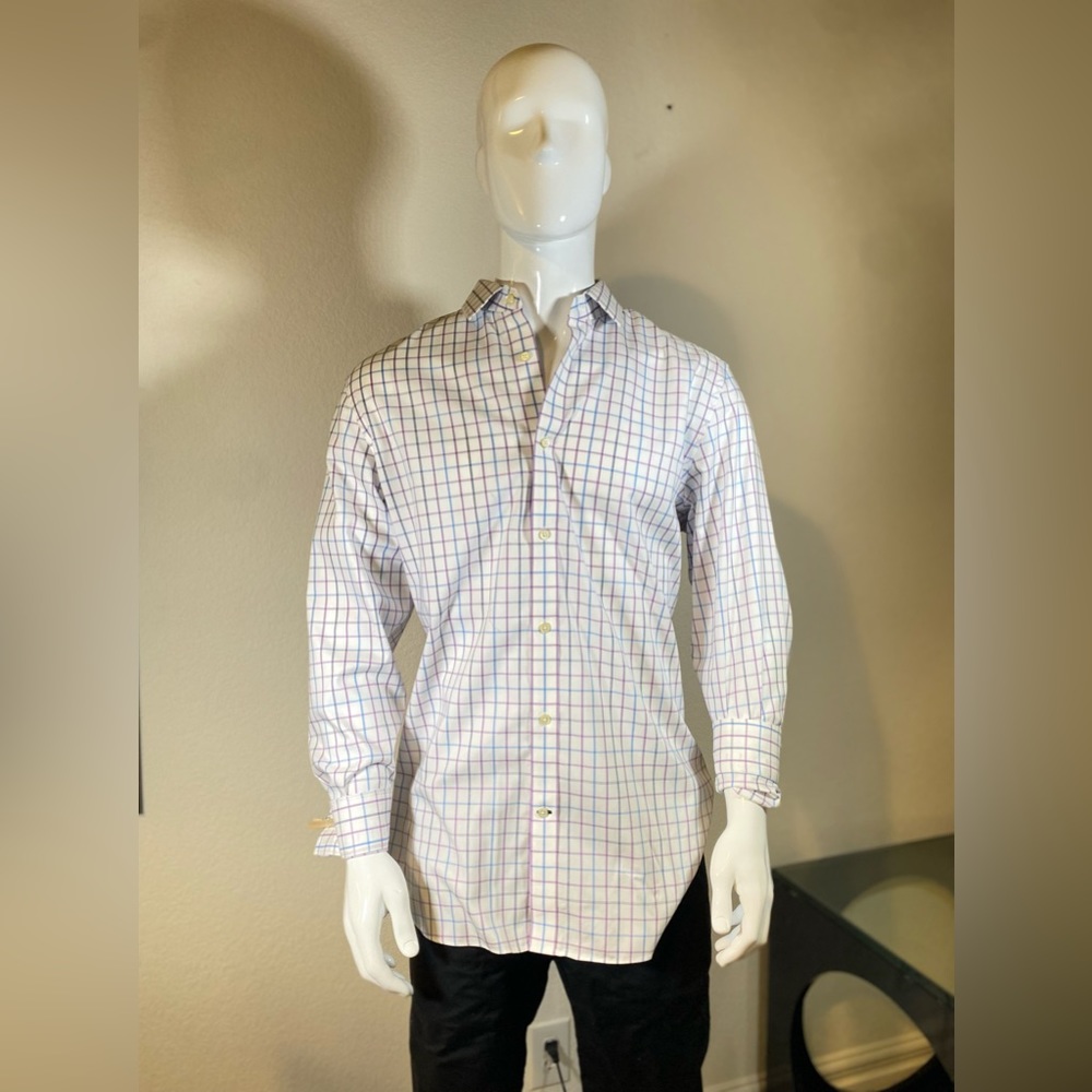Banana Republic Slim Fit Button-Up Checkered XL Color:Purple and White